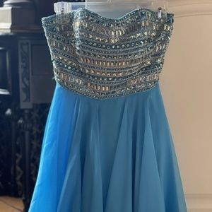 Blue short strapless prom homecoming cocktail dress Size 2